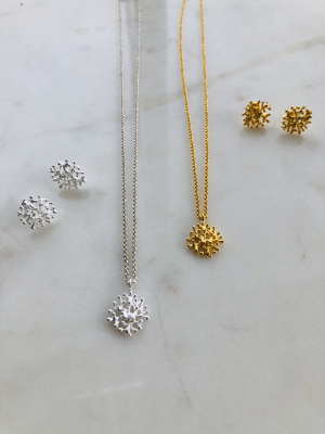 Set aus 925er Sterlingsilber, Korallenform, wahlweise vergoldet