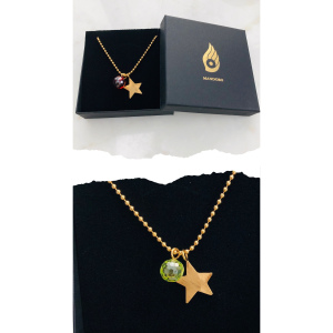 Kette aus 925er Sterlingsilber, vergoldet. Beliebig Edelsteine wählbar.