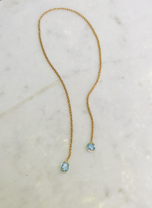 Kette aus 925er Sterlingsilber vergoldet mit blauem Topasstein